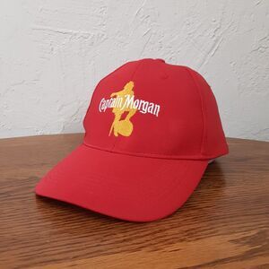 Captain Morgan Spiced Rum Hat Cap Strapback Mens Red Adjustable Logo
